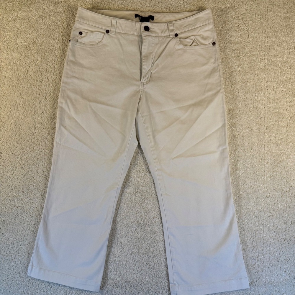 Y2K VTG The Limited Stretch Denim Pants Women's‎ Size 10 White Crop Flare Casual